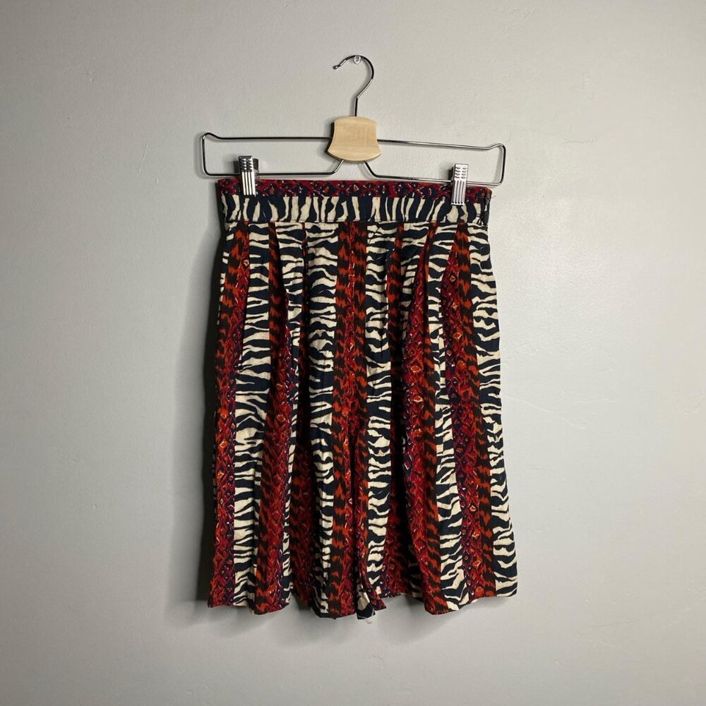 90s vintage cheetah print, red black and cream shorts size small 100% rayon